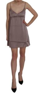 Элегантное шелковое мини-платье на тонких бретельках Think Pink, фиолетовый