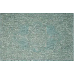 Ковер Courtyard Ellsworth в рамке с медальоном для дома и улицы Safavieh, мультиколор, 61x366 см