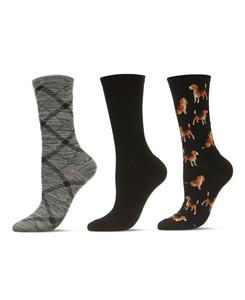 Женские носки Beagle Crew Socks (3 пары в упаковке) MeMoi, Black
