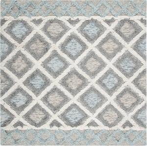 Ковер SAFAVIEH, 214 x 214 см, Kenya Collection, Ivory & Grey, ручной работы, марокканский богемный племенной стиль, шерсть, идеален для помещений с высокой проходимостью в гостиной, спальне (KNY667A)