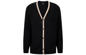 HUGO BOSS Кашемировый свитер мужской черный V-образный вырез Moderate