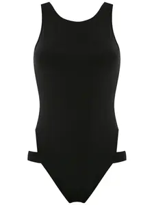 Слитный купальник с высоким вырезом и бретелями Brigitte, черный