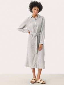 Длинное платье-рубашка RonyaPW с длинными рукавами из льняной смеси в полоску Part Two, Green/Multi