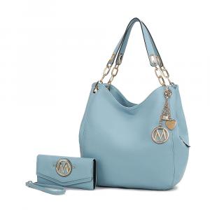 Эшли, женская элегантная сумка-хобо и кошелек с запястьем, комплект из 2 предметов от Mia K MKF Collection By Mia K., Denim