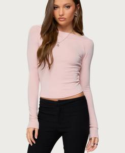 Женская футболка Embry с вырезом-лодочкой и рукавами реглан Edikted, Light-pink