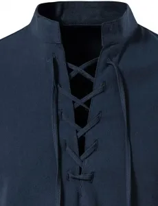 Мужская хлопковая футболка-хенли с длинным рукавом и воротником-стойкой Kenhansion