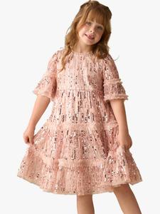 Детское платье с пайетками и короткими рукавами Angel & Rocket