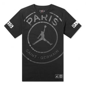 Футболка с логотипом paris saint germain с коротким рукавом американское издание Air Jordan, черный