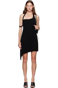 Мини-Платье из трикотажа в рубчик без одежды Courrèges, черный