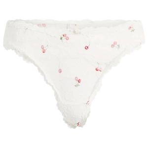 Трусики-Стринги с эластичным кружевом Skims, айвори cherry print