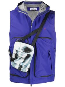 Жилет с капюшоном и вышитым логотипом Stone Island, синий