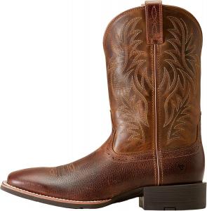 Мужские западные ковбойские сапоги Ariat Sport с широким квадратным носком, Fiddle Brown/Powder Brown