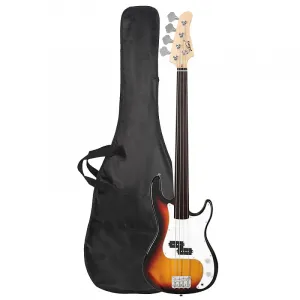 Электрический бас-гитара Glarry полноразмерная безладовая 4-струнная - Закат