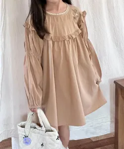 Платье с пышными рукавами и оборками Aimoha Kids, цвет Smoke Pink