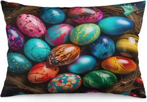 MaSiledy Чехол для подушки Happy Easter с пасхальным принтом Pattern-1
