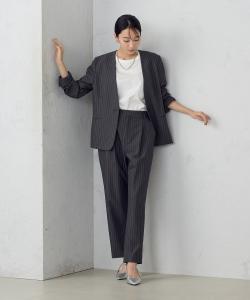 Полосатый пиджак без воротника из полиэстер-вискозы и эластичного твила Comme Ca Ism, цвет Stripe