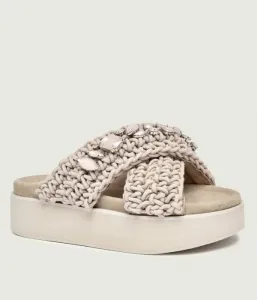 Тапочки из плетеных камней Inuikii, серый