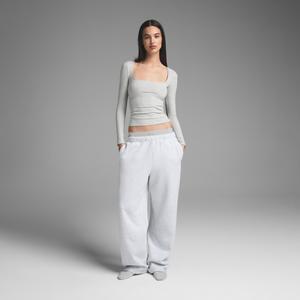 Топ с круглым вырезом и длинными рукавами SKIMS, цвет light heather grey