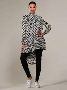 Геометрическое платье миди с асимметричным подолом Jolie Moi, Black/Multi