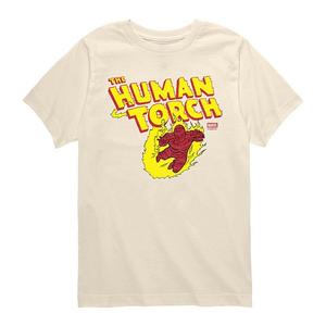 Футболка с принтом Human Torch из Fantastic Four для мальчиков 8-20 Marvel, Cream