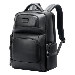 BOPAI Кожаный рюкзак с тканевой подкладкой мужской черный, Black
