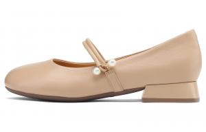 BOERDIQI Женские туфли Мэри Джейн с массивным каблуком абрикос, цвет Apricot