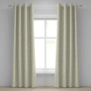 Штора на люверсах ABAKUHAUS Shabby Flora, классический весенний узор в пастельных тонах, декоративная, двухпанельная, 280 см x 225 см, светло-розовый с бледно-зеленым оттенком Abakuhaus