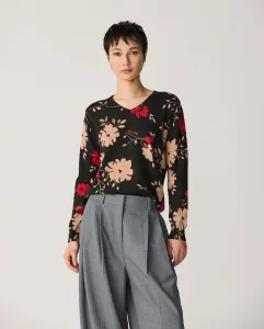 Женский свитер с рисунком и V-образным вырезом Escorpion, черный