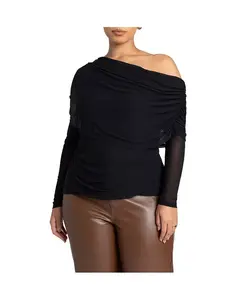 Женский топ с драпировкой и отворотом ELOQUII, черный