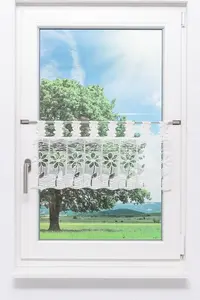 Штора для кафе, кружево Плауэн - цветок (Ш x В) 88 см * 32 см, белая