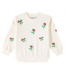 Толстовка из хлопкового джерси с принтом брусники Mini Rodini, белый