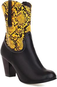 Женские ботильоны COMFASH с закрытым зауженным носком, с массивным каблуком, осенние, на бедне, без застежки, Yellow