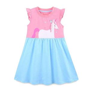 Платье с рукавами-крылышками и милым мультяшным принтом единорога Mykids-Usa