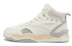 Скользоустойчивые амортизирующие высокие кроссовки для скейтбординга женские Ecru на флисовой подкладке QIAODAN, цвет слоновая кость/берёза