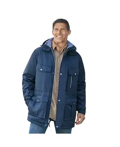 Большая и высокая модель от KingSize парка на флисе со съемным капюшоном и 6 карманами Boulder Creek, синий