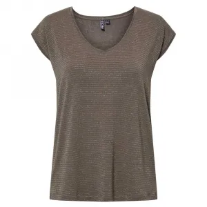 Футболка Pieces Billo Lurex Stripes, коричневый