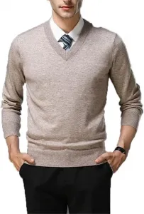 Мужской свитер V-образным вырезом однотонный Stretch Knit Pullover для повседневной и деловой носки