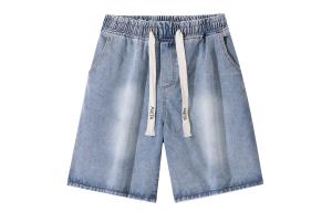 Джинсовые шорты унисекс PAEFA, черно-серые (в комплекте с футболкой бренда)