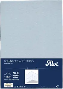 Простыня на резинке ALVI, хлопок, джерси, синий, 40x90 Alvi