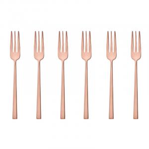 Rock - Набор вилок для торта из нержавеющей стали/меди с PVD, 6 предметов Sambonet, медный