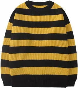 Мужской свитер в полоску ретро вязаный