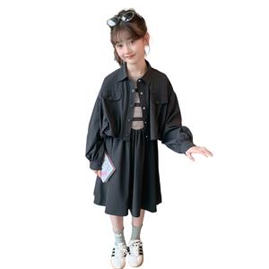 Детский комплект из двух предметов с юбкой средней длины и лацканами PROTECTCAMEL, серый set