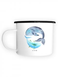 Эмалированная кружка XL Кит-тунец без слов, белая Mr. & Mrs. Panda