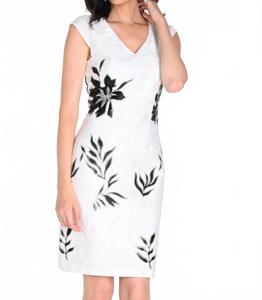 Цветочное вышитое платье в черно-белом цвете Frank Lyman