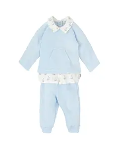 Детский спортивный костюм для мальчика с воротником-стойкой и подходящими штанами BABIDÚ, синий