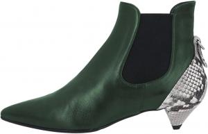 Женские ботильоны FOWT с заостренным носком, лоскутной отделкой и змеиным принтом, на низком каблуке, с эластичной вставкой в стиле Челси, удобные модные ботинки, размеры US 4-16, Green