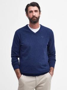 Элегантный вязаный джемпер с v-образным вырезом из шерсти Barbour, Deep Blue