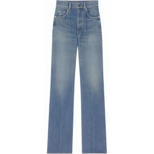 Джинсы 70-х с высокой талией и прямыми штанинами SAINT LAURENT, светло-голубой