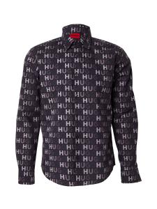 Рубашка на пуговицах классического кроя HUGO Ermo, черный