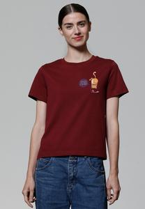 Футболка с принтом FUNNY CAT watapparel, темно-красный